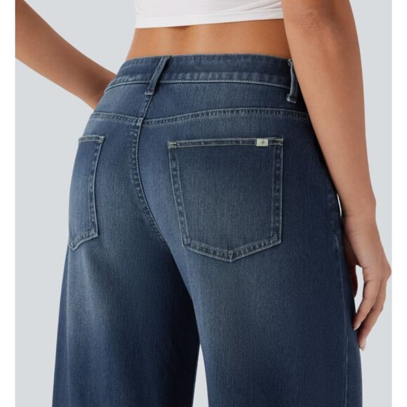 HALARA Women's NWT Flex Asymmetrical Low Rise Wide Leg Jeans | Size L Reg. - Picture 5 of 13